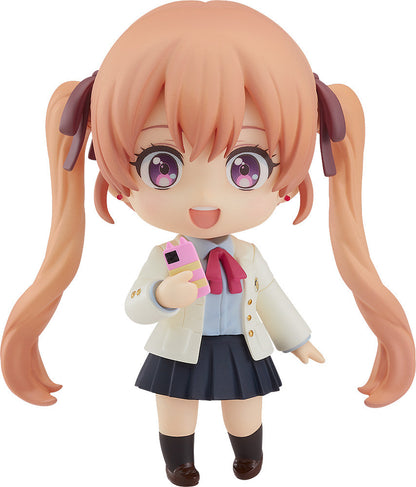 Front view of Erika Nendoroid smiling and wearing her school uniform with blazer