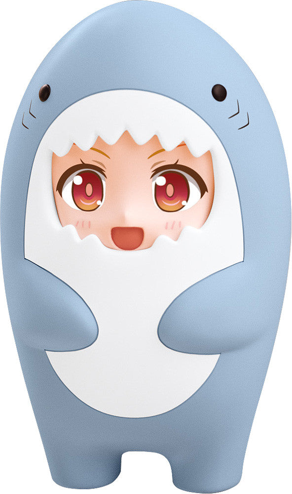 Nendoroid More Shark Kigurumi Face Parts Case featuring an anime character face
