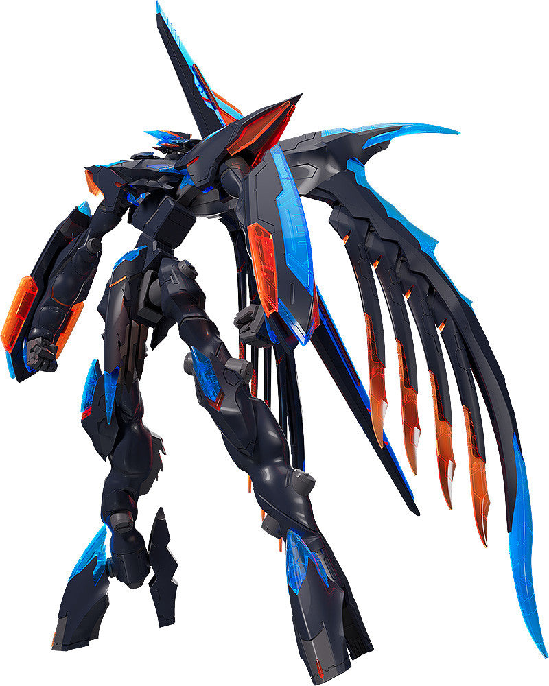 Front view of Moderoid Fafner Mark Alles, posed with long rifle and angular armor