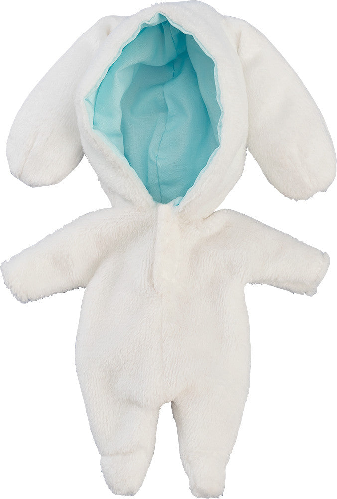Cinnamoroll nendoroid doll white fuzzy bunny kigurumi pajama with blue lined hood and floppy ears