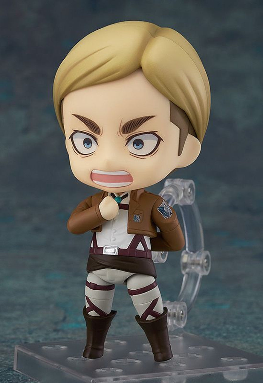 Erwin Smith Attack on Titan Nendoroid figure in a brown jacket and white shirt