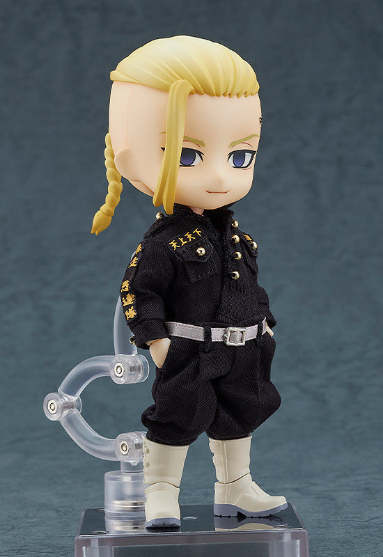 Tokyo Revengers Nendoroid Doll Draken in black Toman uniform with belt and white boots