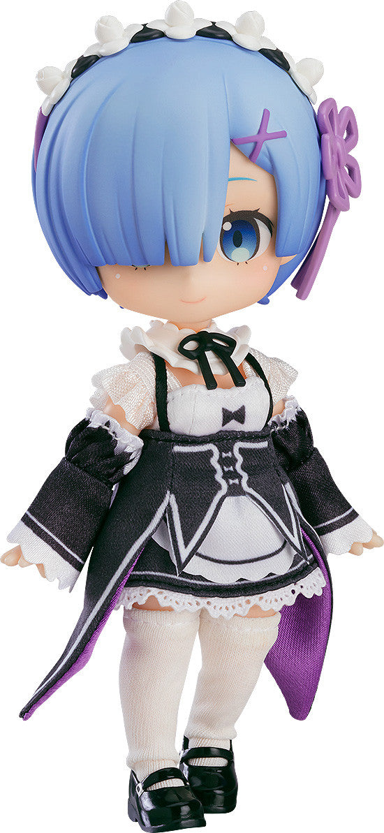 Nendoroid Doll Rem from Re:Zero by Good Smile Company, featuring Rem in a detailed maid outfit with articulated joints