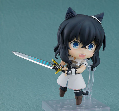 Nendoroid Fran from Reincarnated as a Sword holding her glowing sword in a dynamic pose