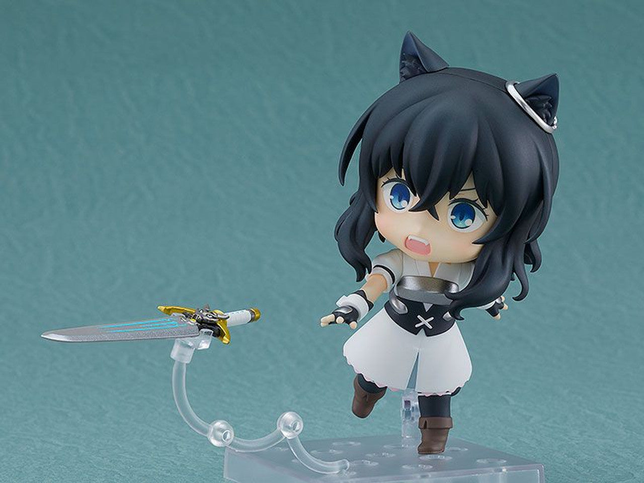 Nendoroid Fran figure from Reincarnated as a Sword series with sword accessory on display stand