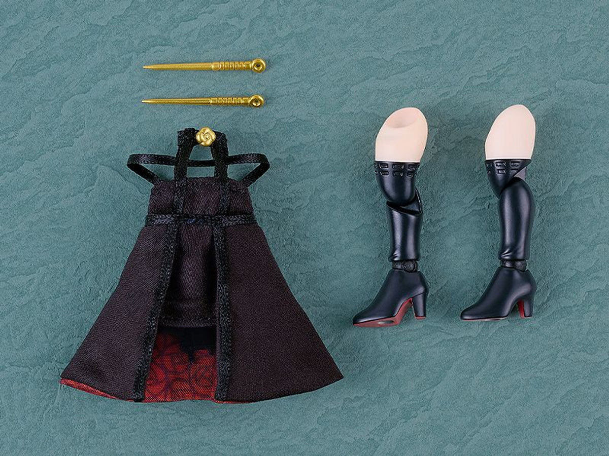 Spy x Family Yor Forger Nendoroid Doll Thorn Princess outfit with black lace-up dress boots and gold hairpins