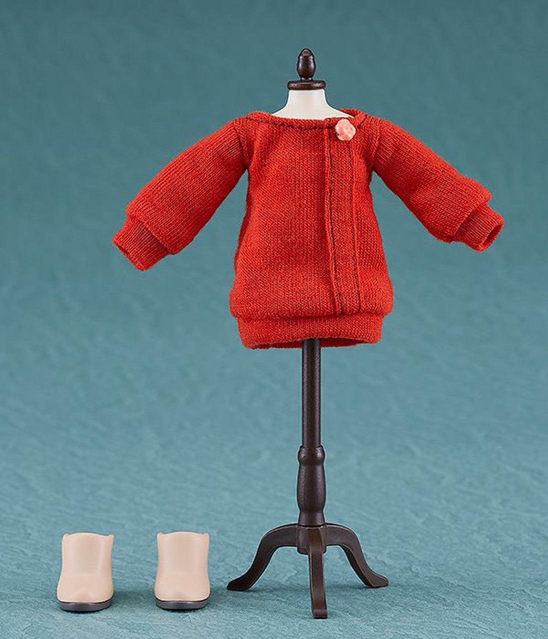 Spy x Family Nendoroid Doll Yor Forger casual red dress outfit with beige boots and mannequin display