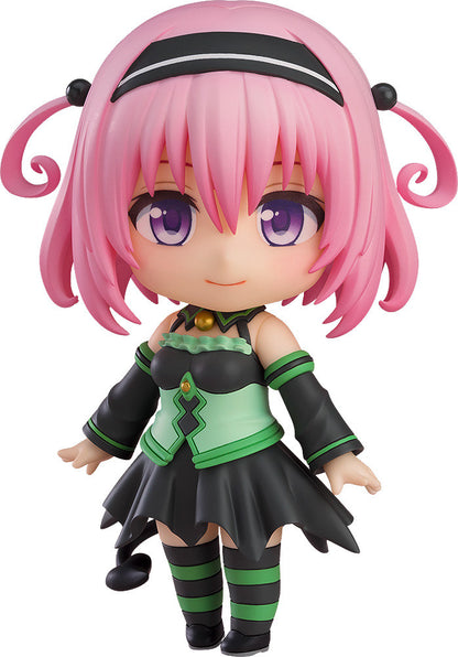 Momo Belia Deviluke Nendoroid figure in black and green dress with striped socks pigtails with balls and band on head