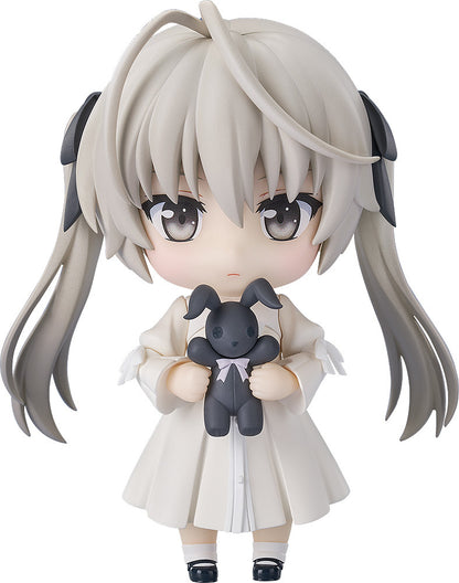 Yosuga no Sora Nendoroid Sora Kasugano figure holding a black stuffed bunny in a white dress