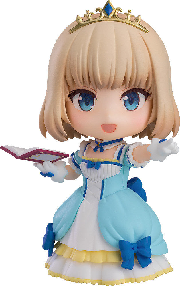 Figure of a blonde princess in a blue dress holding an open book