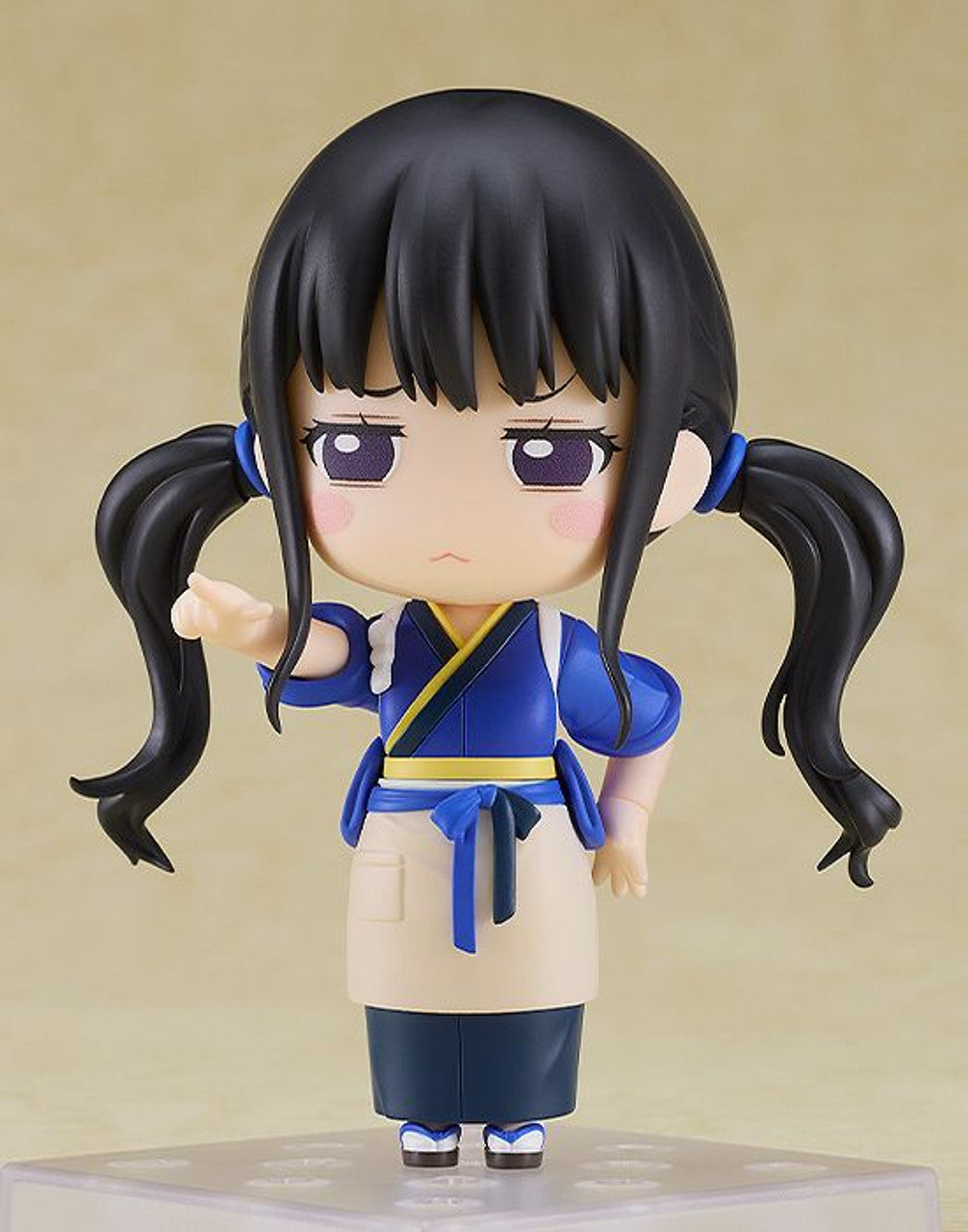 Lycoris Recoil Nendoroid of Takina Inoue in her LycoReco cafe uniform version standing with her hand extended