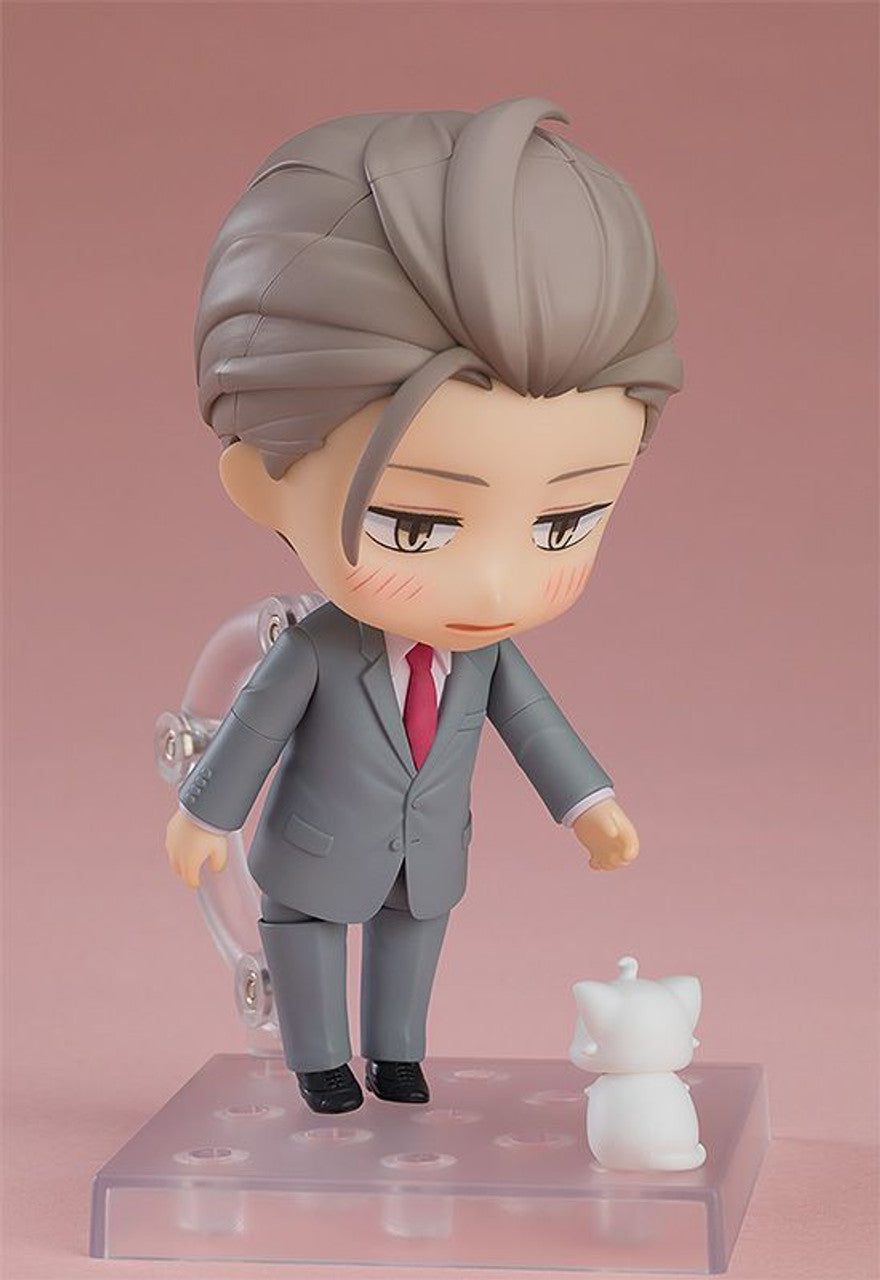 My New Boss is Goofy Nendoroid Yusei Shirosaki figure standing and interacting with the kitten