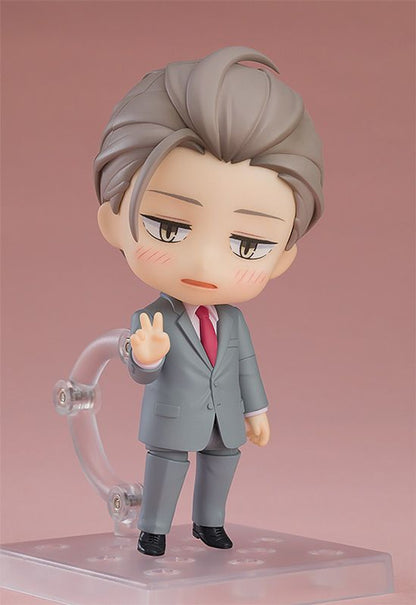 My New Boss is Goofy Nendoroid Yusei Shirosaki figure standing with vicory hand expression in grey business suit