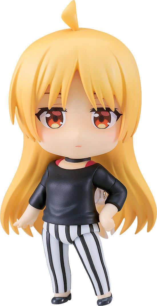 Bocchi the Rock Seika Ijichi Nendoroid figure in black top and striped pants