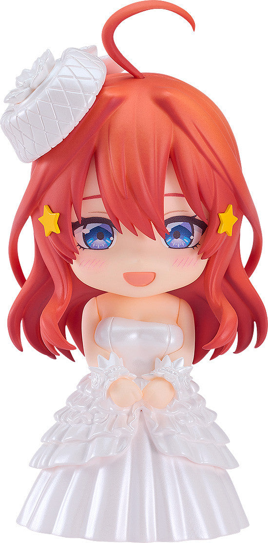 Nendoroid Itsuki Nakano in a white wedding dress with veil and bouquet, front view