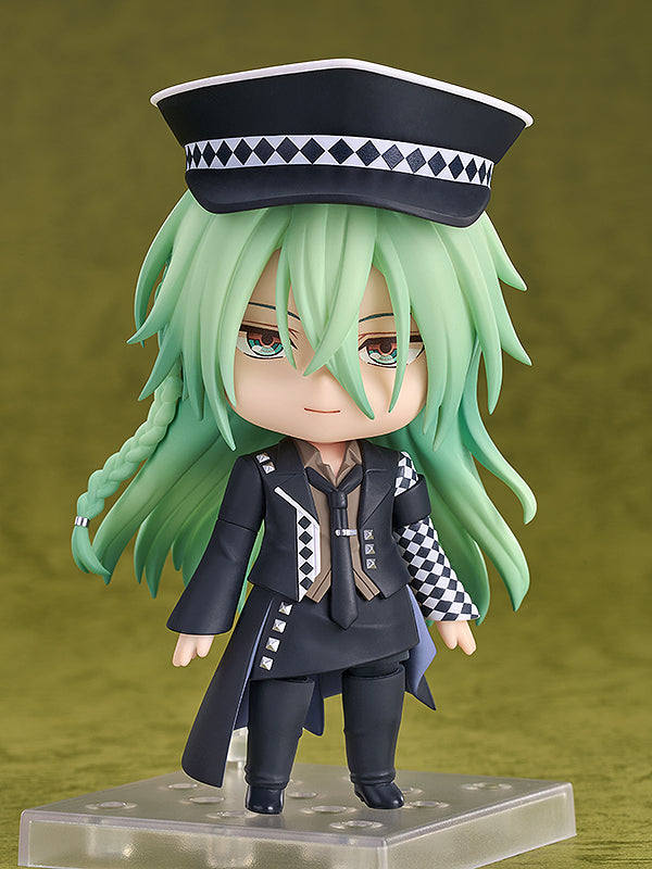 Amnesia Ukyo Nendoroid figure with light green hair wearing a black jacket and cap
