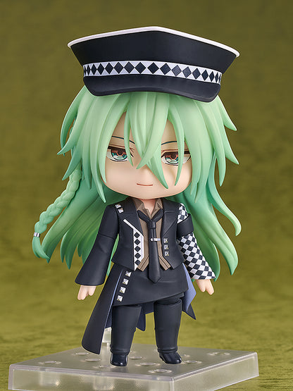 Amnesia Ukyo Nendoroid figure with light green hair wearing a black jacket and cap