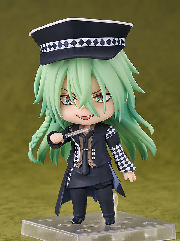 Amnesia Ukyo Nendoroid figure with green hair and black outfit holding a knife