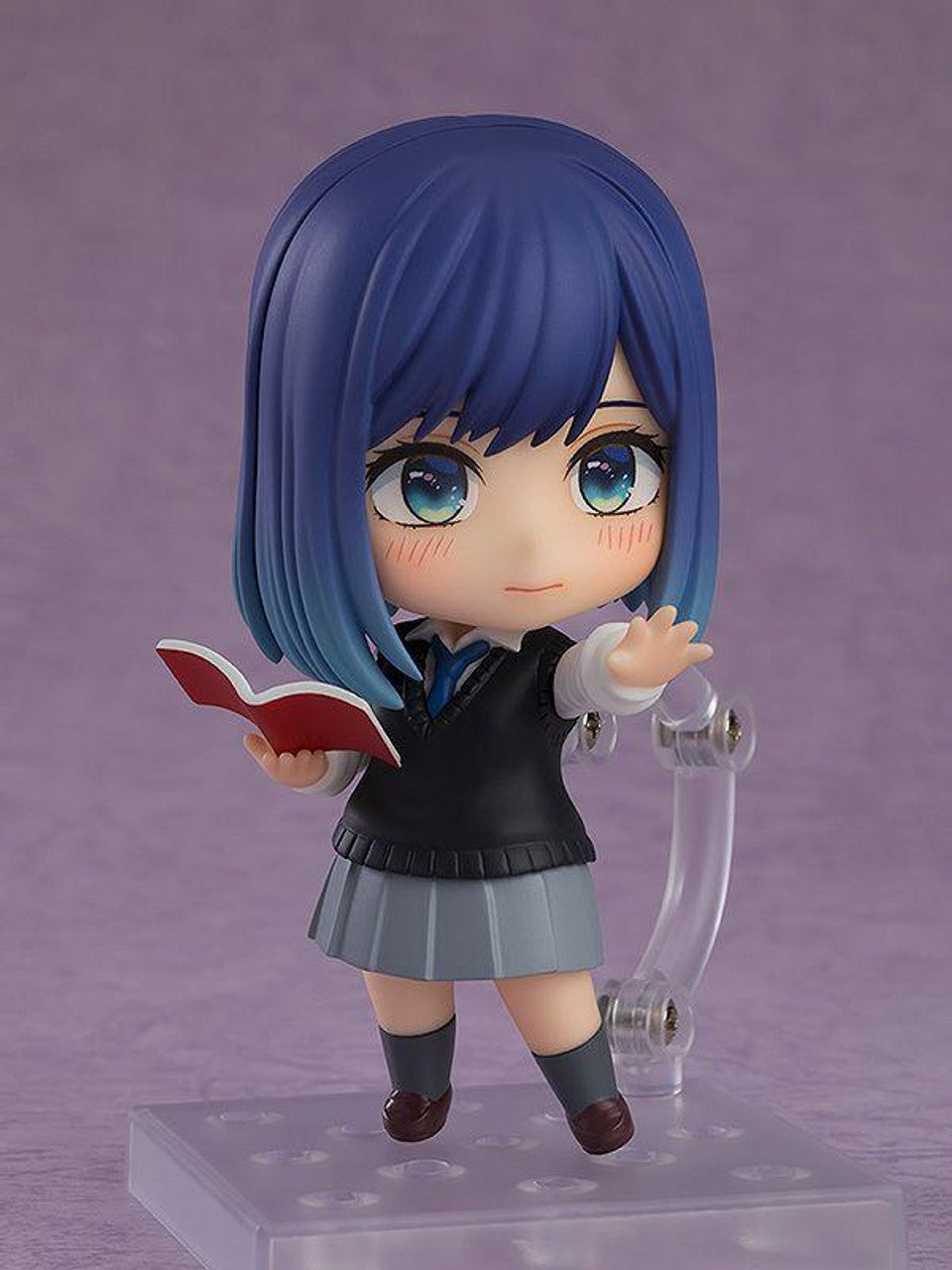 Oshi No Ko Nendoroid Akane Kurokawa figure blushing and holding notebook with raised hand