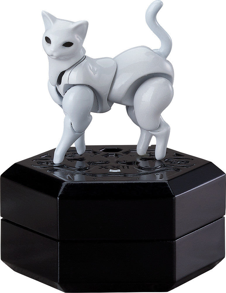 Chitocerium XXII tanio alb transformable white robotic cat figure on a black base