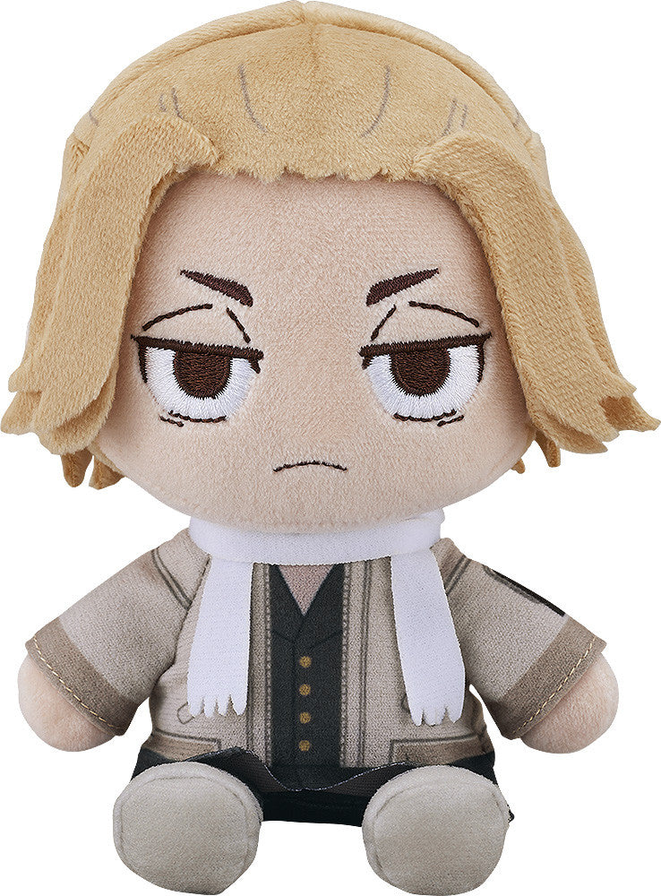 Tokyo Revengers Manjiro Sano chibi plush doll in gray uniform and white scarf