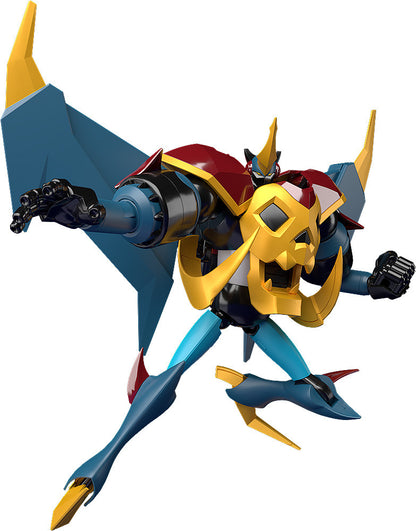 202 action figure in dynamic pose dark blue with red and gold accents skull-like chest plate sharp wing attachments