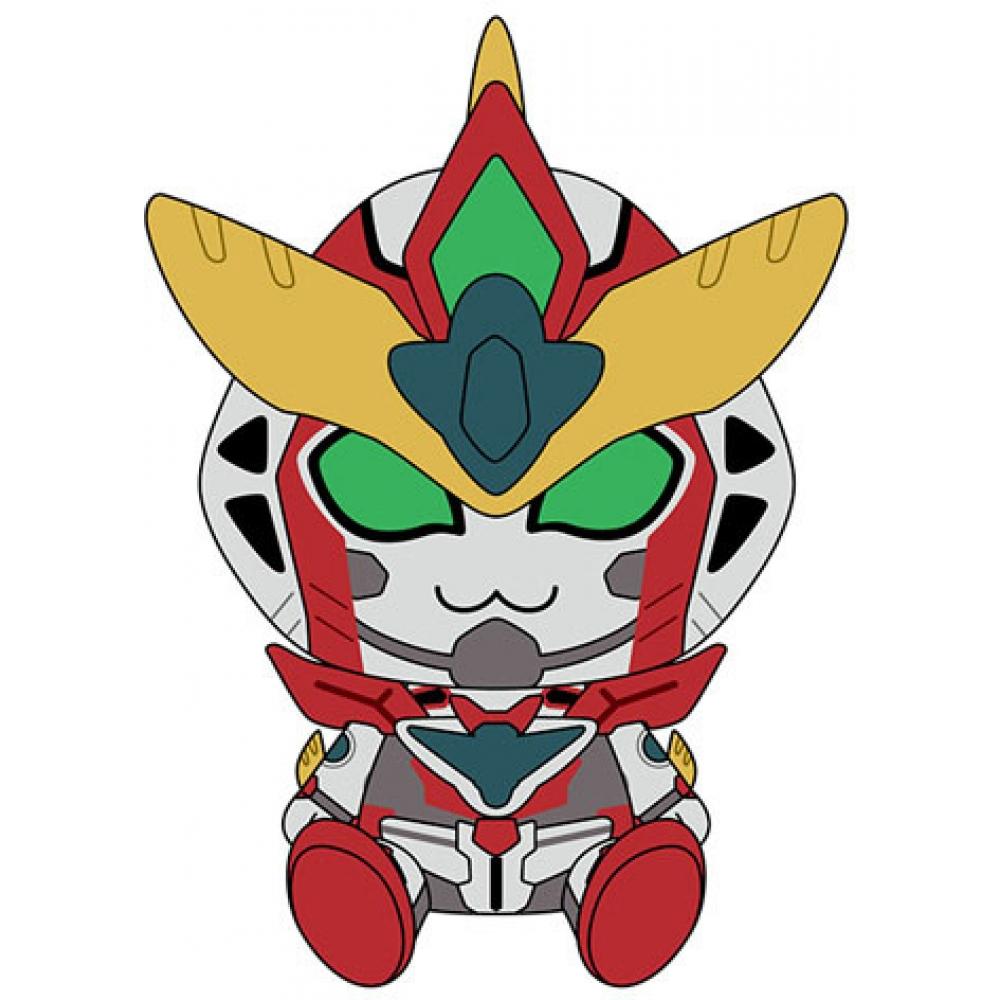 Bravern-kun plushie from Brave Bang Bravern! with red suit, yellow hair, and cheerful expression