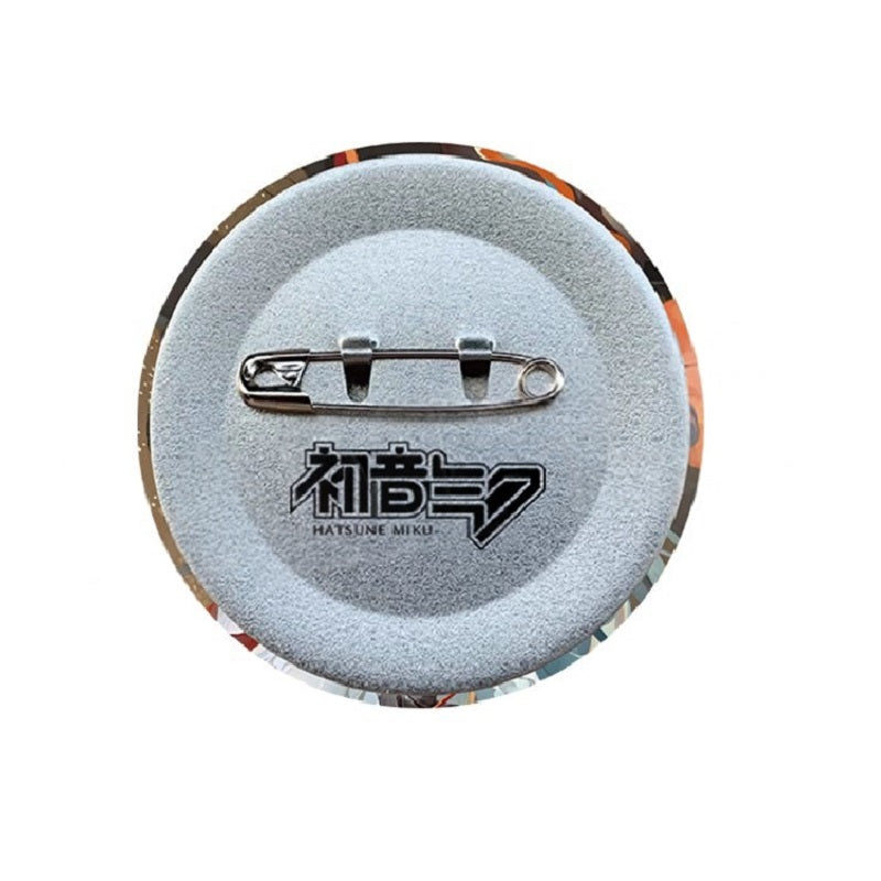 Back view of Hatsune Miku Shimian Maifu Version pinback button showing metal pin and clasp