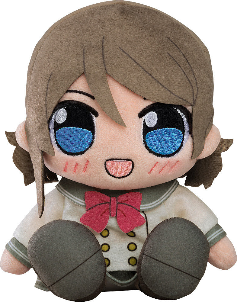 Good Smile Company Love Live Sunshine Kuripan Plushie You Watanabe plushie of character with brown hair, blue eyes, and red bow tie