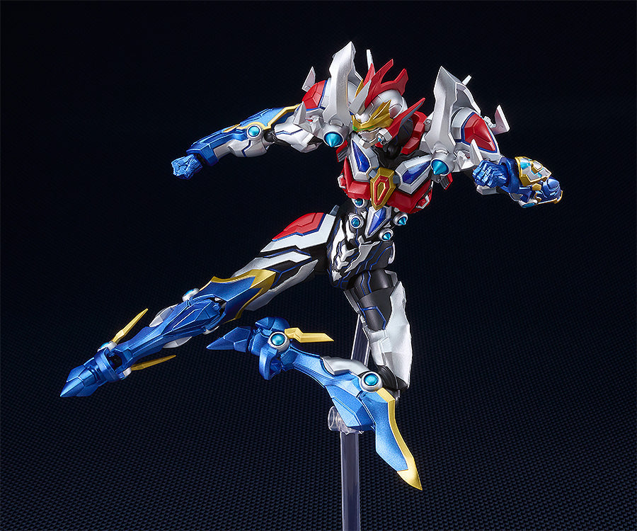 Rear angle view of Figma Gridman figure emphasizing mechanical design and detailing