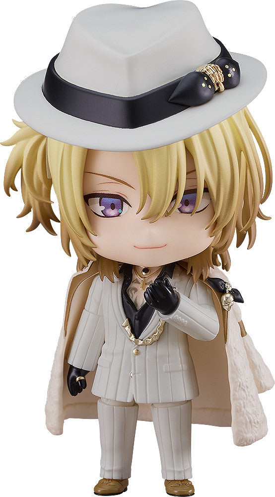 Nendoroid figure of Luca Kaneshiro from Nijisanji EN in white suit and coat wearing a fedora