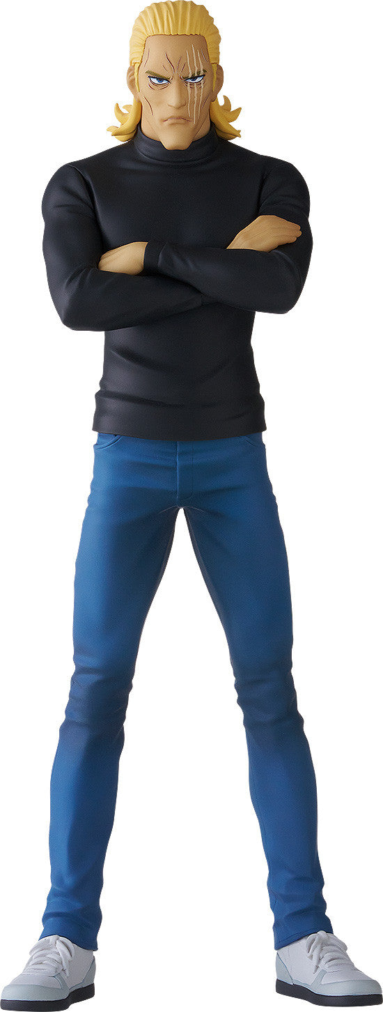 One Punch Man POP UP PARADE King One Punch Man figure in blue jeans and black turtleneck standing with arms crossed