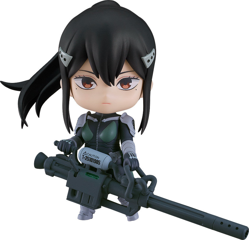 Chibi-style Mina Ashiro with confident expression, hands on hips, wearing uniform and sunglasses