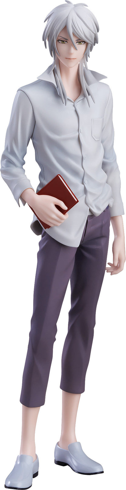 Full-body figure of Shogo Makishima with calm smile, hands in pockets, standing in a relaxed posture