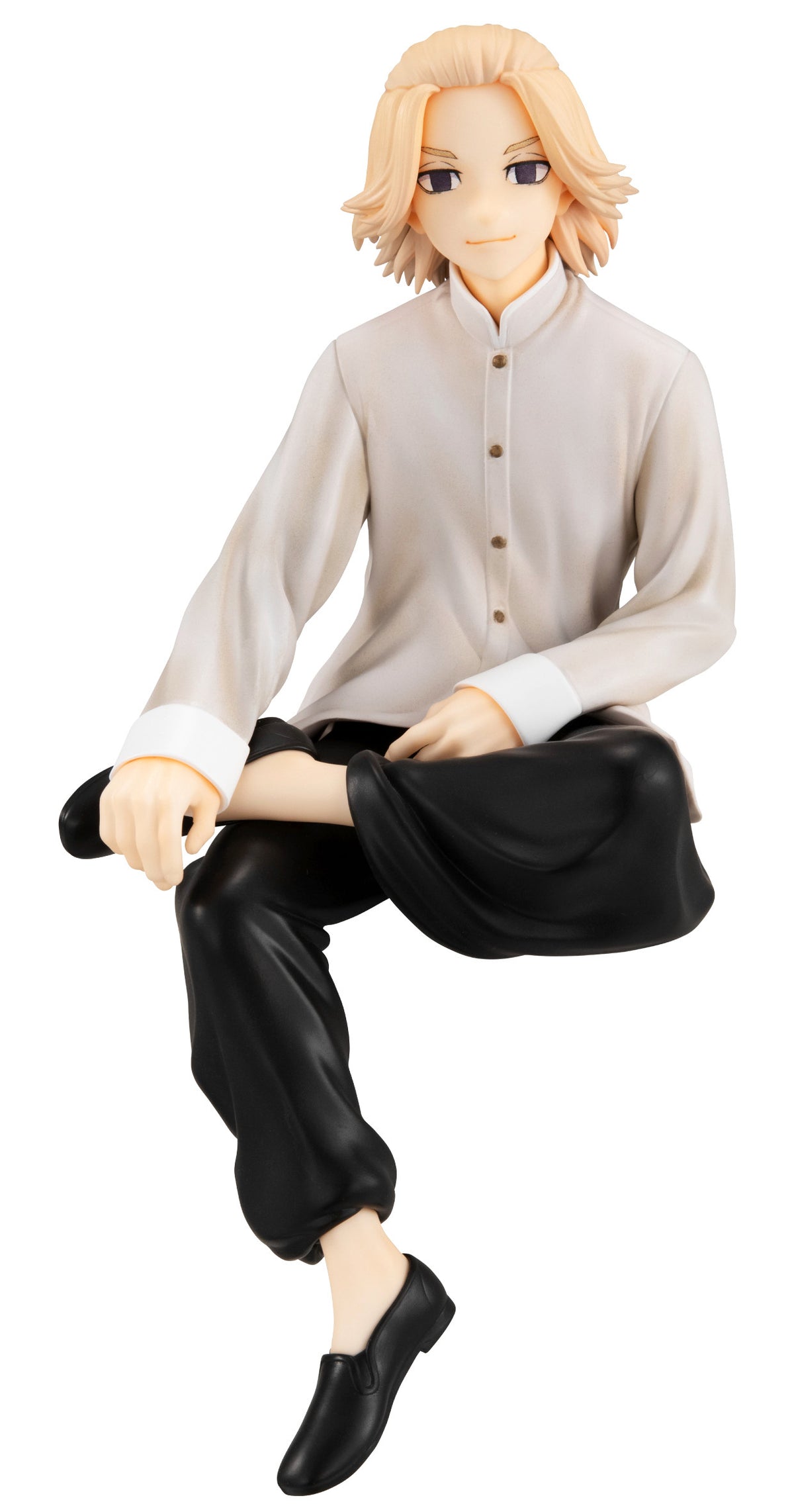 Plush figure with white hair and blue eyes, wearing a star-patterned blue dress