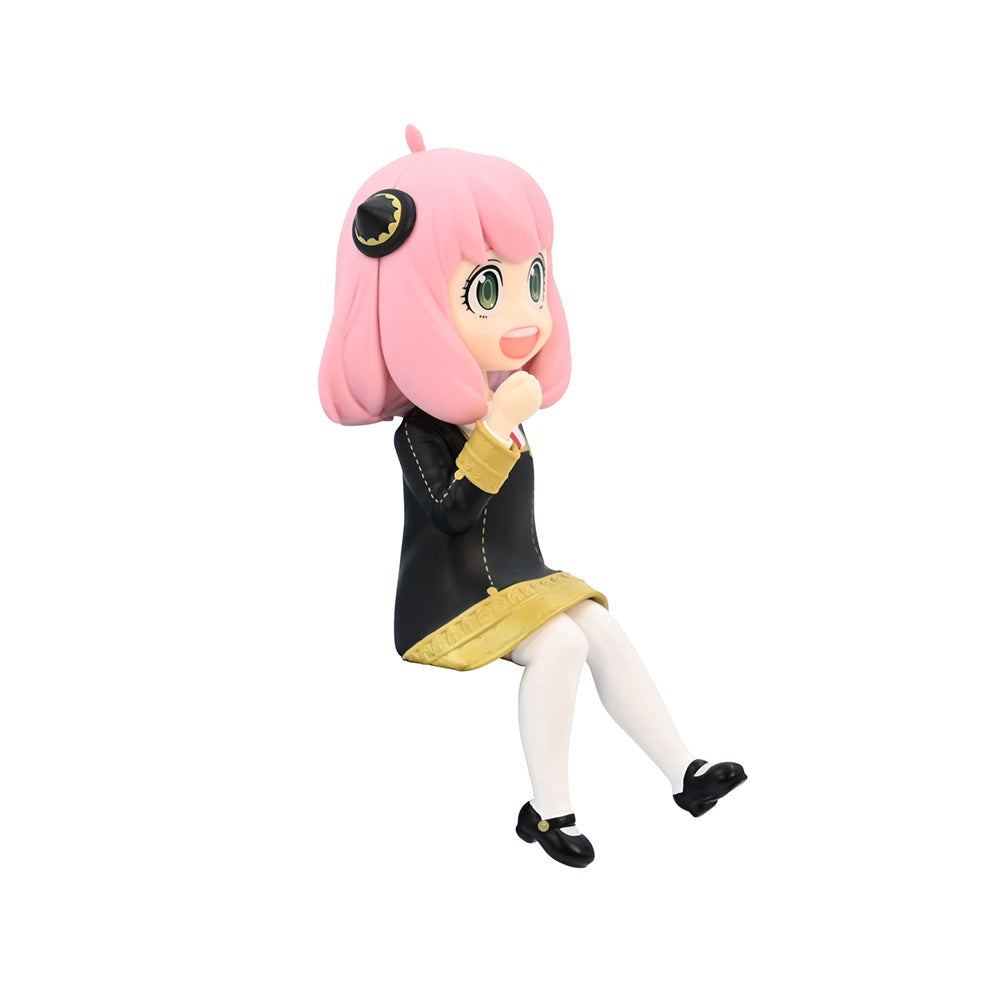 Spy x Family Anya Forger Noodle Stopper figure in black uniform and pink hair seated