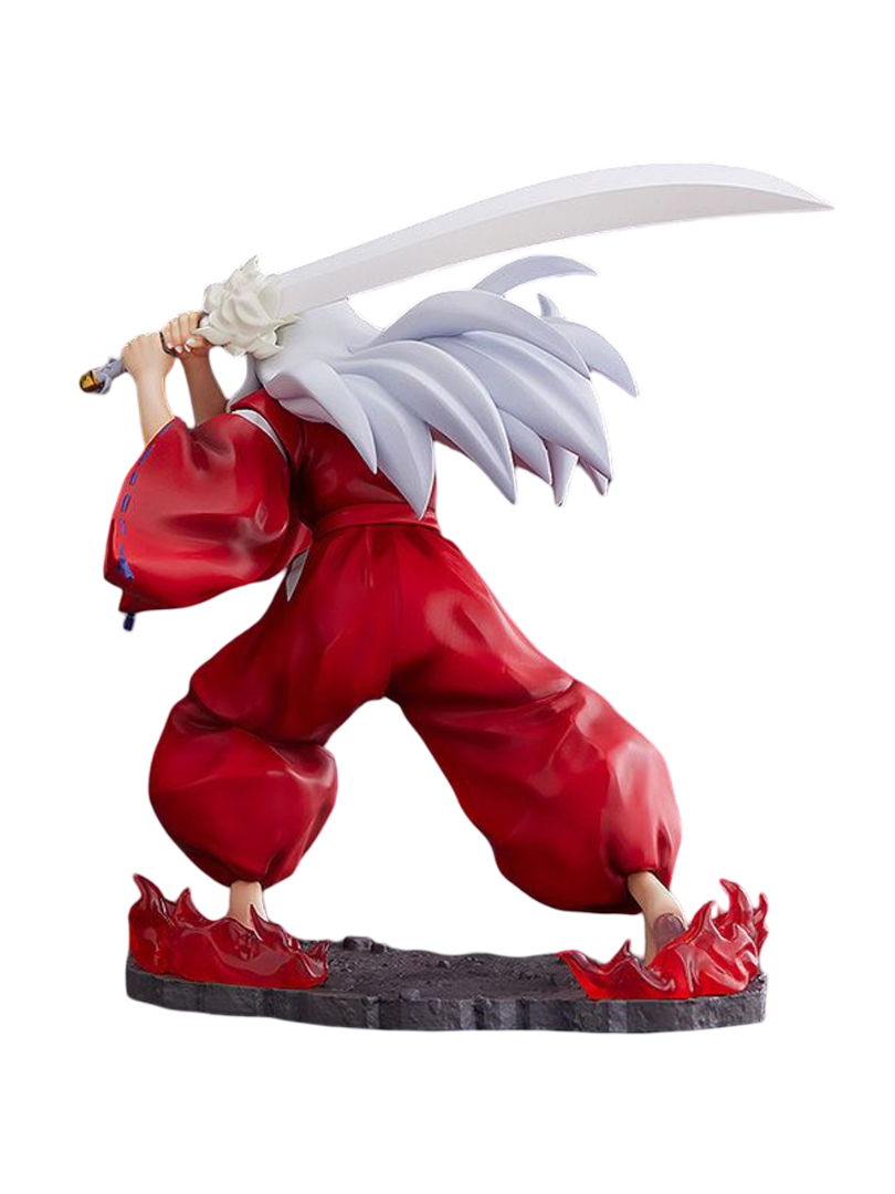 Inuyasha Tenitol figure with Tetsusaiga sword in fighting stance wearing a red kimono