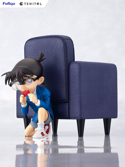 Tenitol Conan Edogawa figure from side view holding a soccer ball