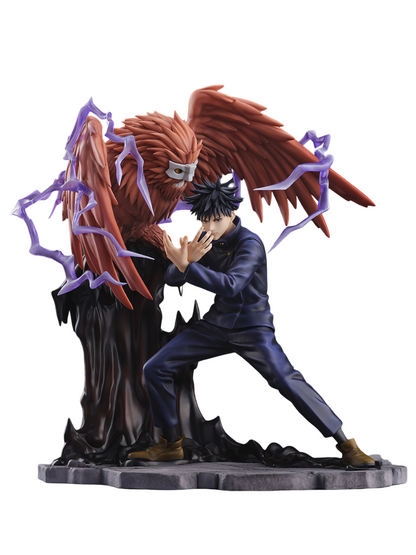 Jujutsu Kaisen Megumi Fushiguro figure by Shibuya Scramble with Nue summon dark base and purple lightning effects
