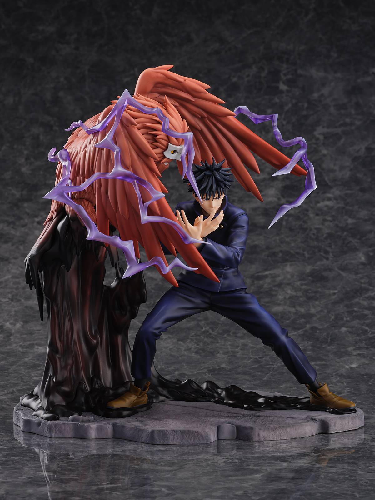 Megumi Fushiguro figure with Nue and purple electricity effects in dynamic pose