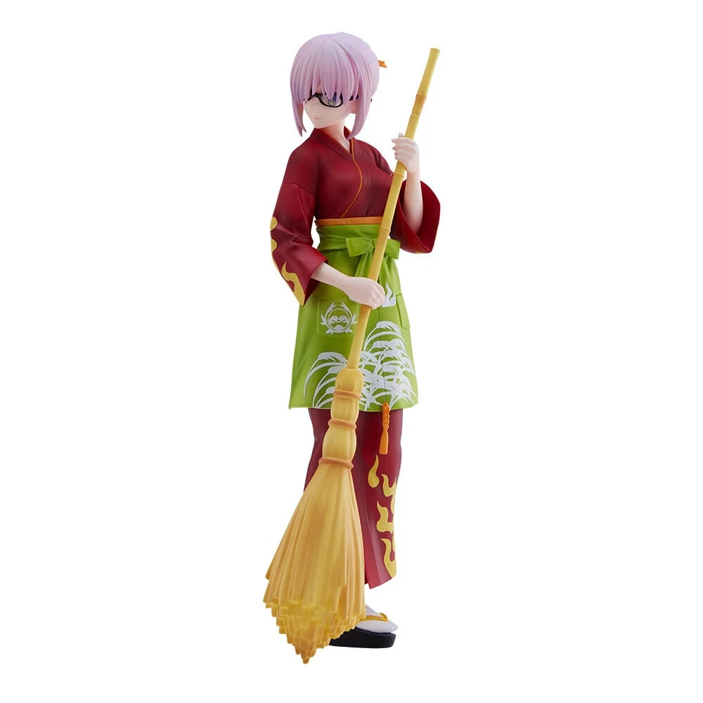 Fate Grand Order Mash Kyrielight SPM figure in red and green kimono holding a broom