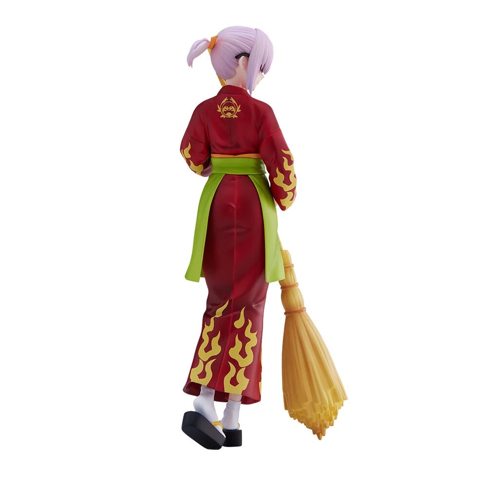 FateGrand Order SPM Mash Kyrielight in a red and green enmatei apron holding a broom