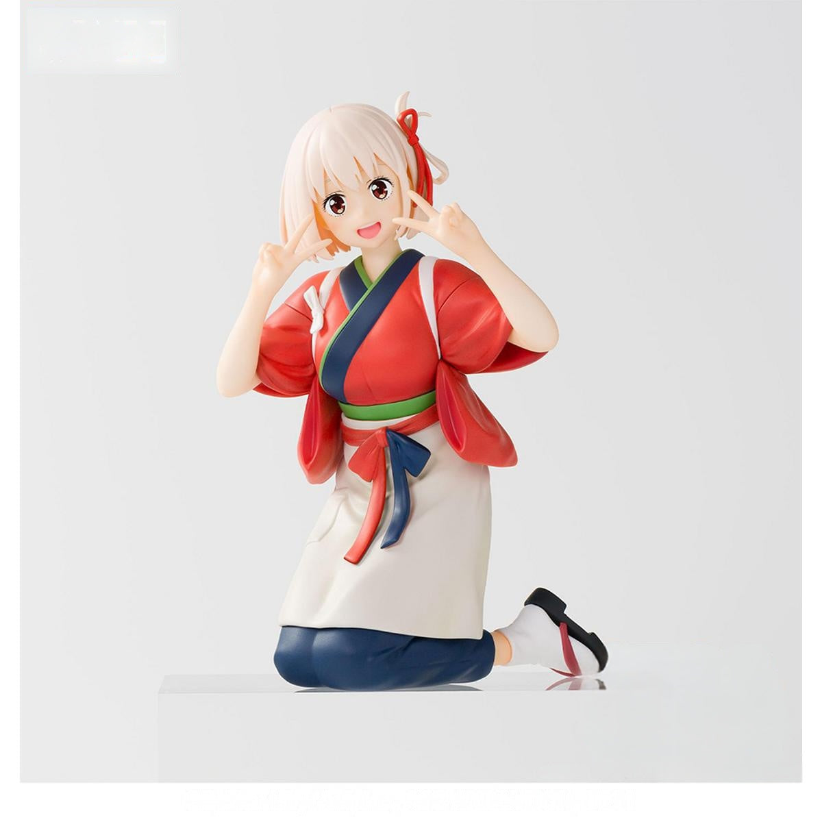Lycoris Recoil PM Perching Chisato Nishikigi anime figure in red kimono with peace signs