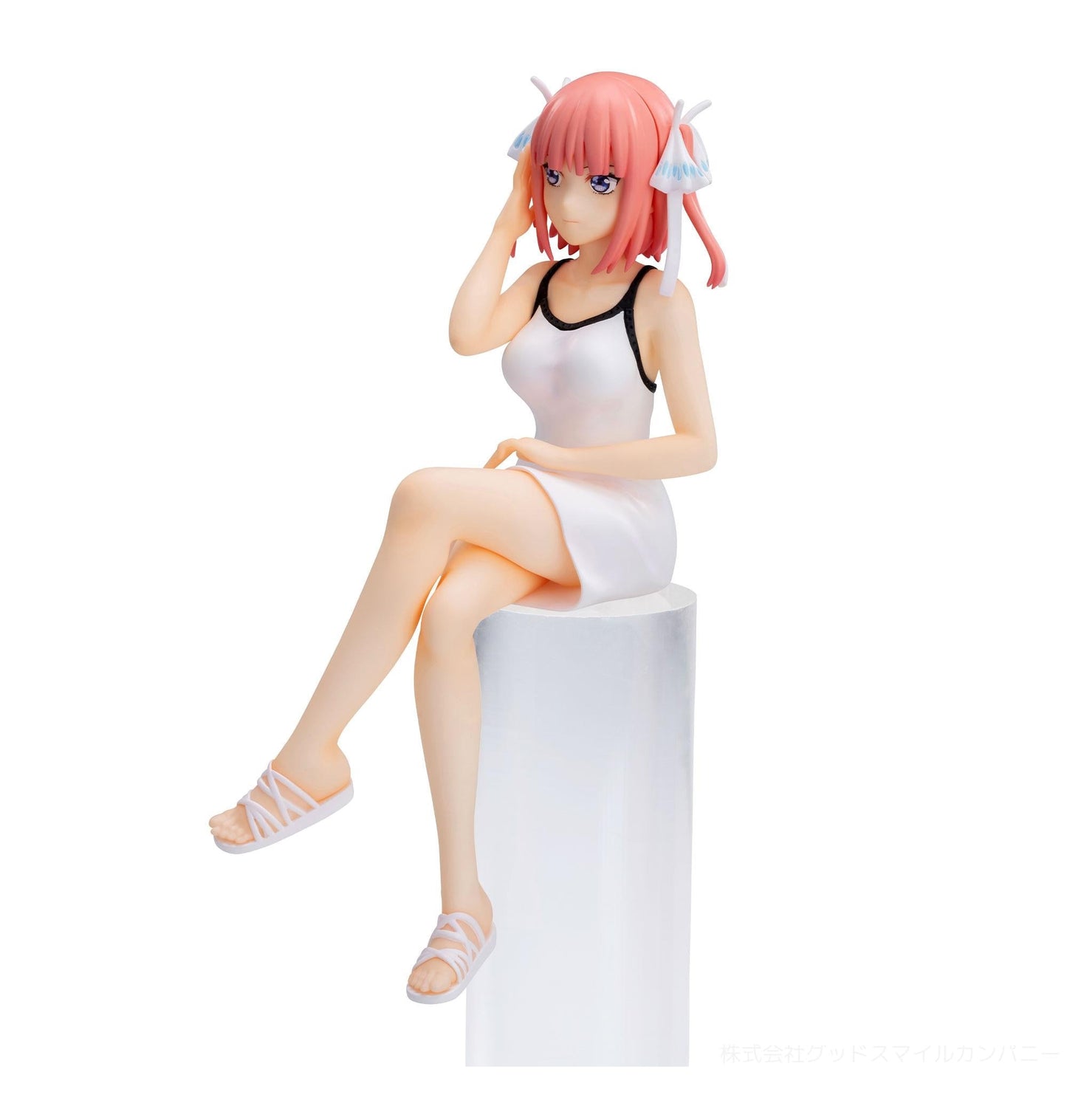 The Quintessential Quintuplets Movie PM Perching Figure of Nino Nakano in a white dress and sandals sitting on a translucent base