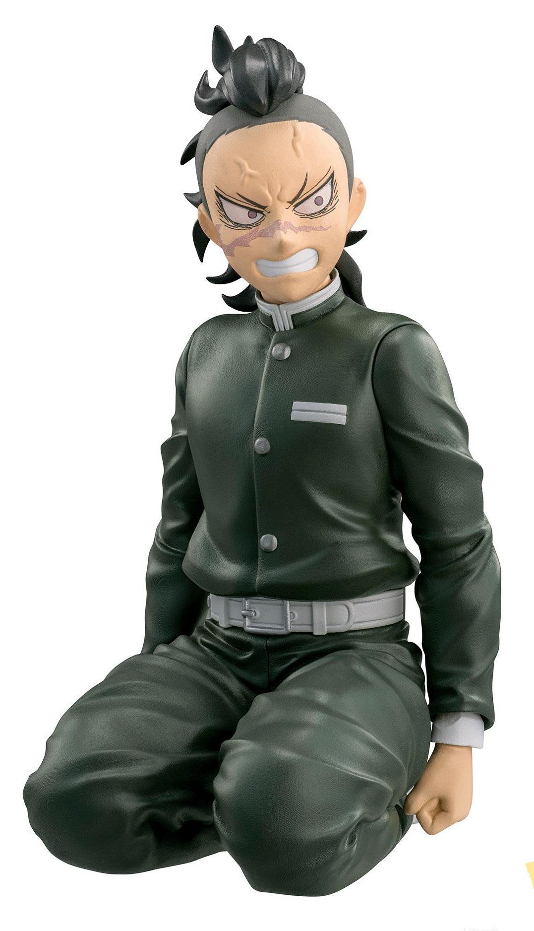 Demon Slayer PM Perching Genya Shinazugawa figurine kneeling in green uniform with scars on face