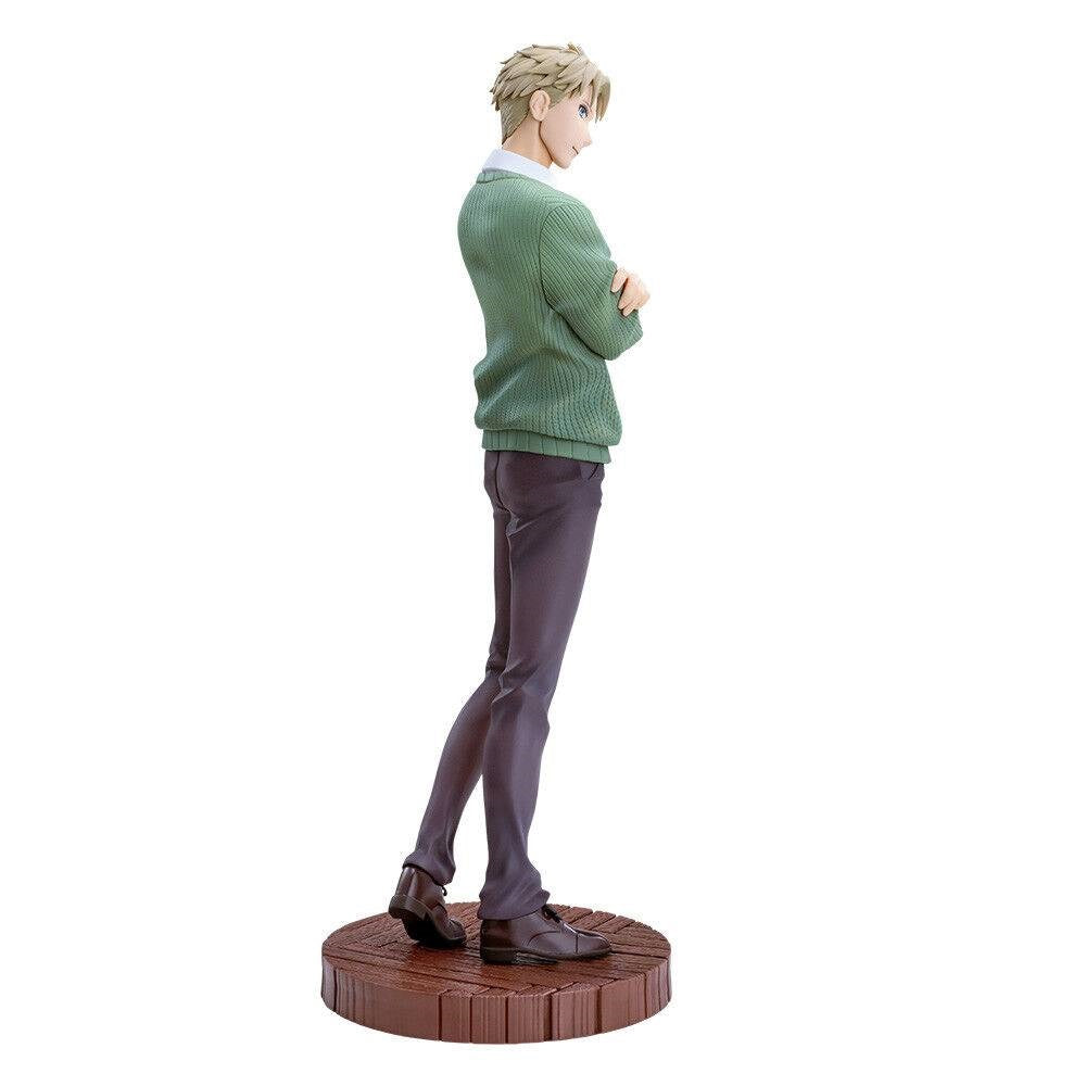 Spy x Family Luminasta Loid Forger anime figure in green sweater and dark trousers standing on wood base