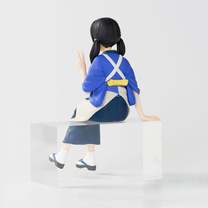 Lycoris Recoil PM Perching Takina Inoue anime figure in blue apron and skirt making peace sign
