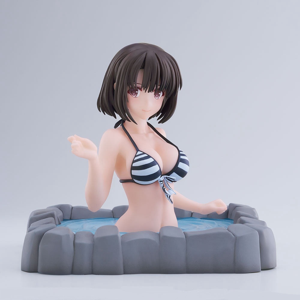 Saekano Megumi Kato Thermae Utopia swimsuit figure black and white striped bikini in hot tub scene