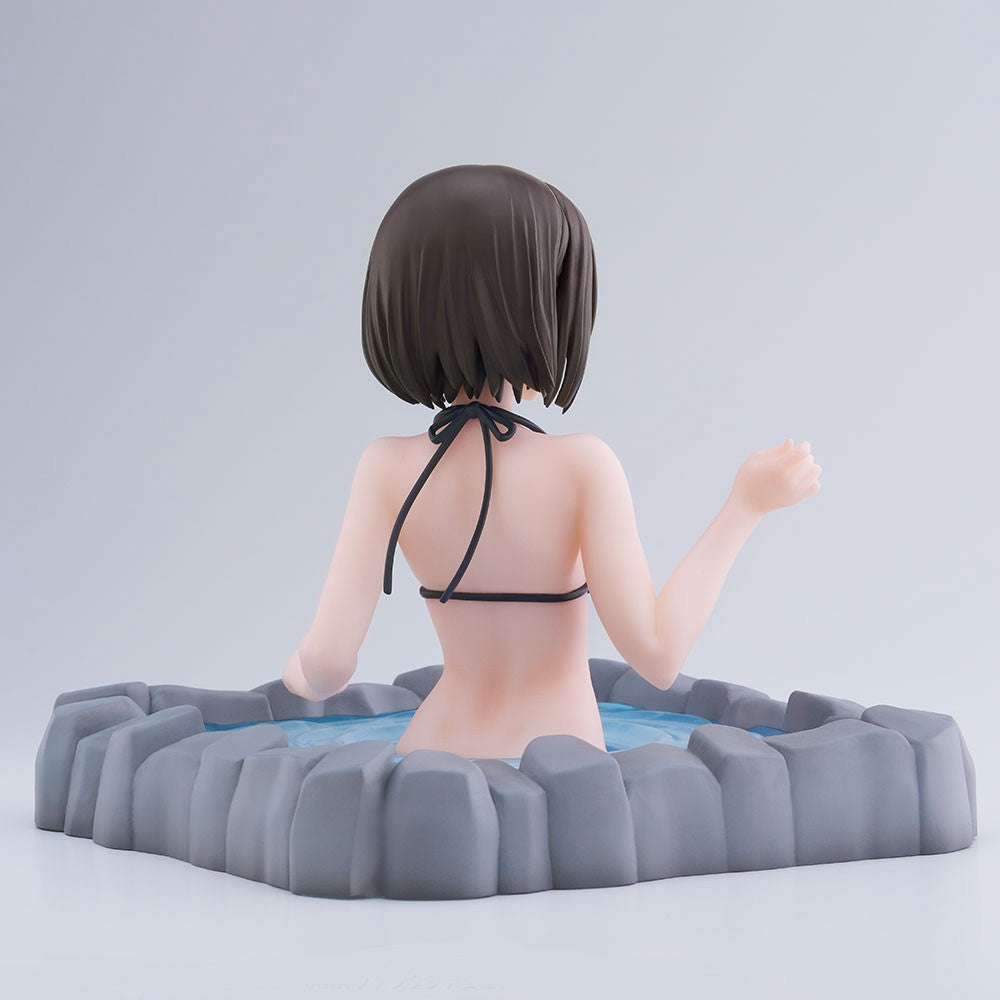 Saekano the Movie Finale Megumi Kato figure from the behind in a black bikini sitting in a hot spring tub