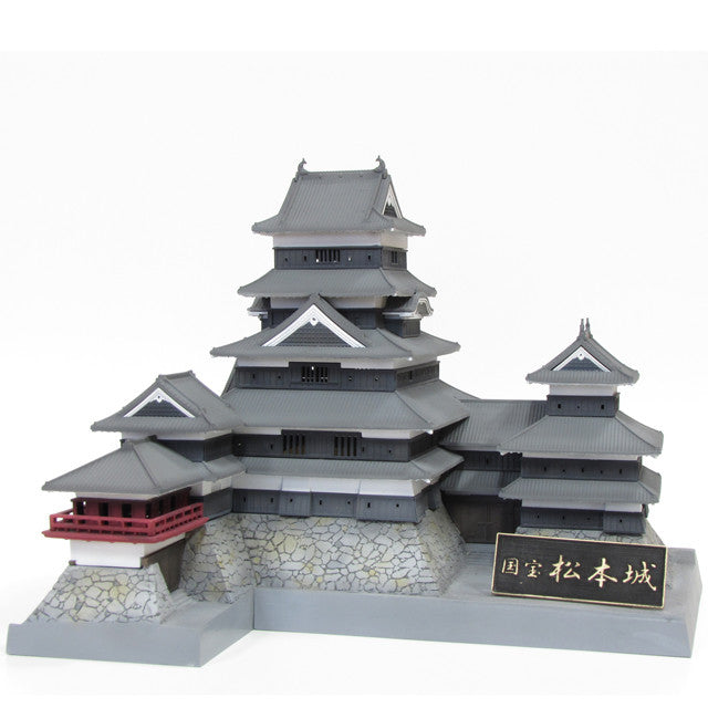 Dark grey miniature model of a Japanese castle